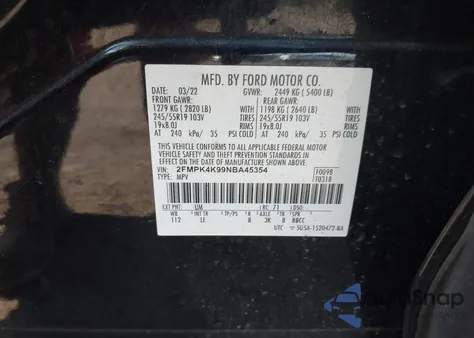 2022 Ford Edge Titanium from USA, damaged, VIN 2FMPK4K99NBA45354